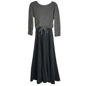 VTG Marshall Fields Sz 10 (Small) Grey Wool Blend Long Sleeve Maxi Dress Classic